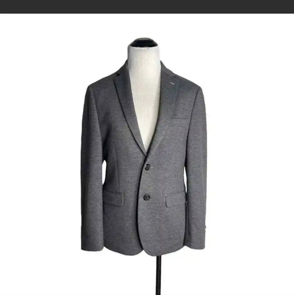 Lauren Ralph Lauren 8 Gray Blazer Polyester Rayon Stretch Duck Print Lining